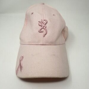 Browning Hat Cap Fitted Womens One Size Pink Breast Cancer Ribbon Deer Logo